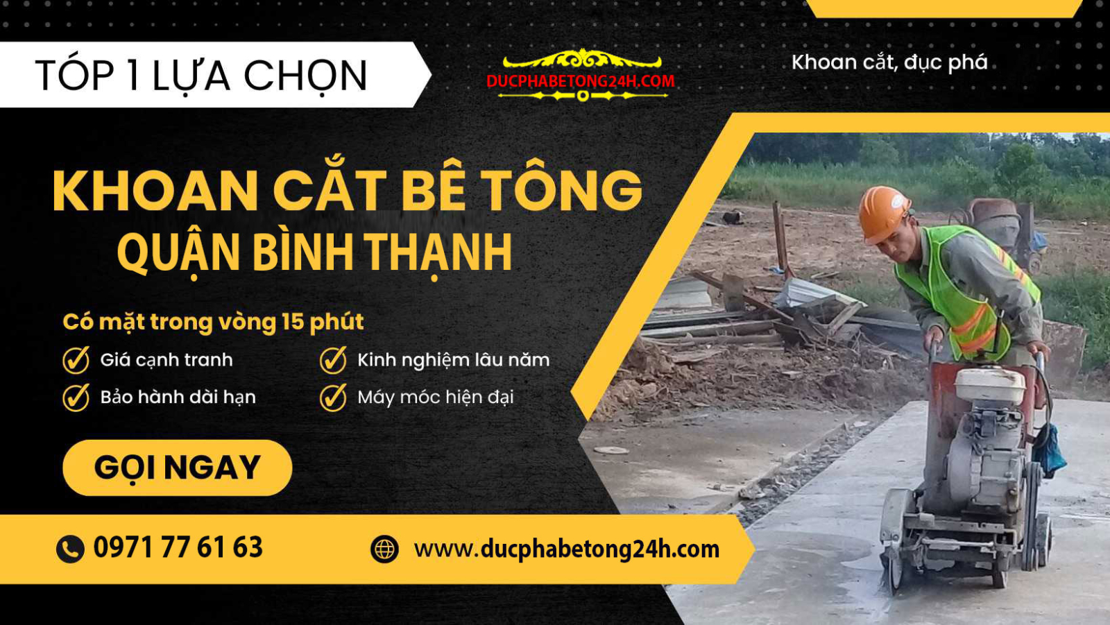 Dịch vụ khoan cắt bê tông Bình Thạnh chuyên nghiệp, thi công nhanh, an toàn
