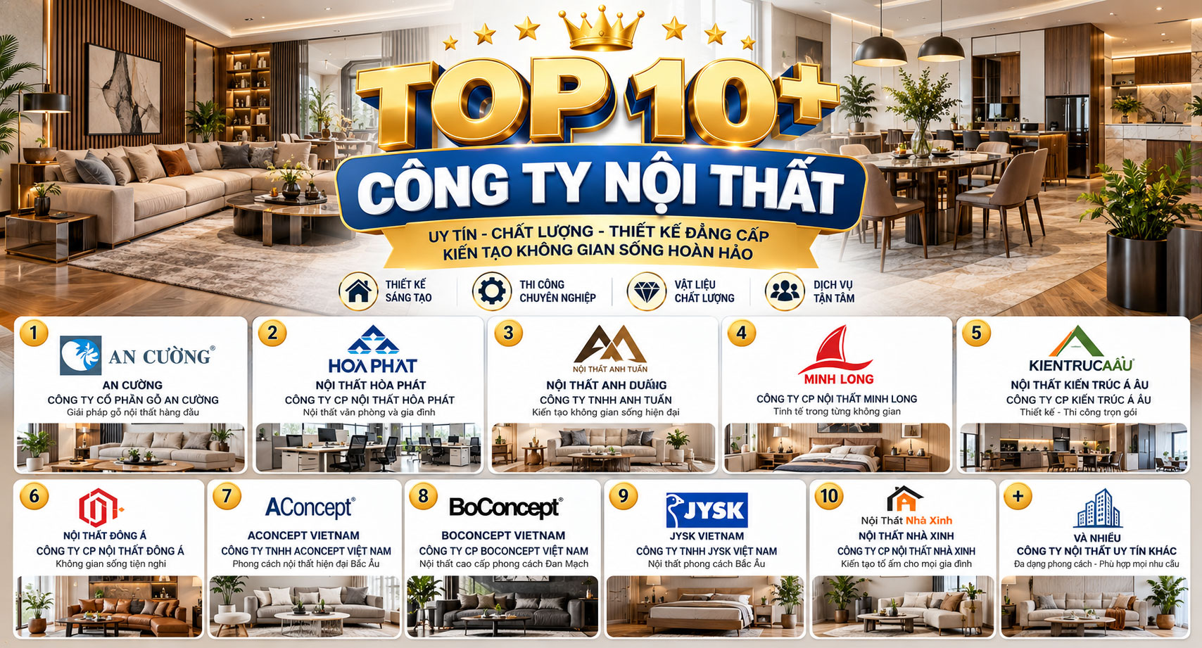 Top 10+ công ty nội thất